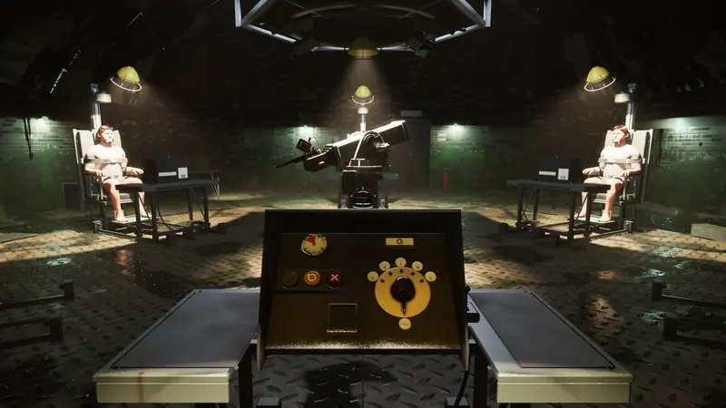 View across the console toward the central turret.